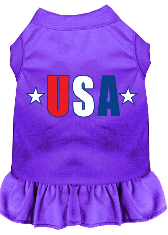 USA Star Screen Print Dress Purple Med